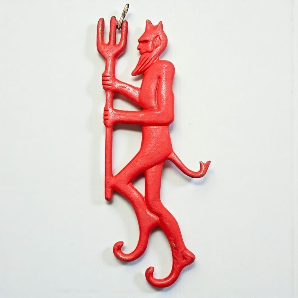 Vintage Cast Iron Red Devil Fireplace Damper Pull Handle